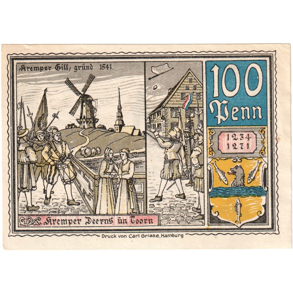 Alemania, Krempe, 100 Pfennig, 1921-10-01, EBC