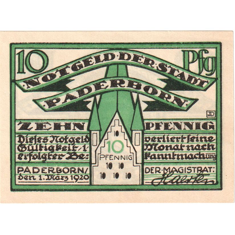 Alemania, Paderborn, 10 Pfennig, 1920-03-01, SC
