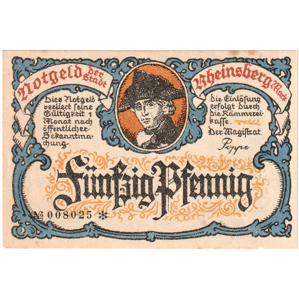 Alemania, Rheinsberg, 50 Pfennig, EBC
