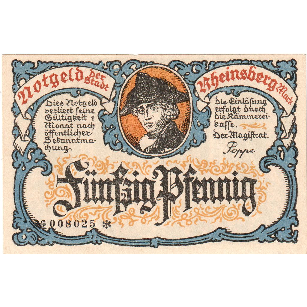 Alemania, Rheinsberg, 50 Pfennig, SC