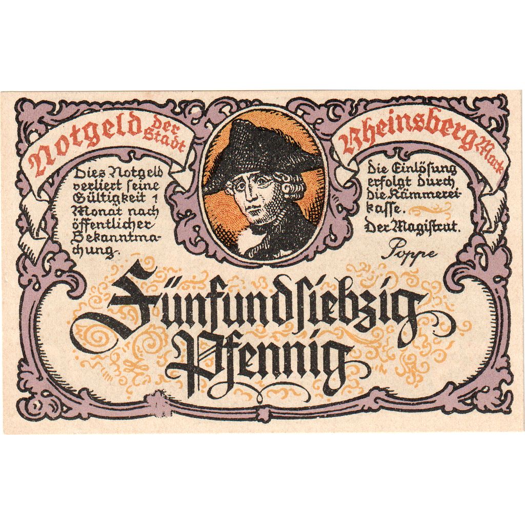 Alemania, Rheinsberg, 75 Pfennig, SC