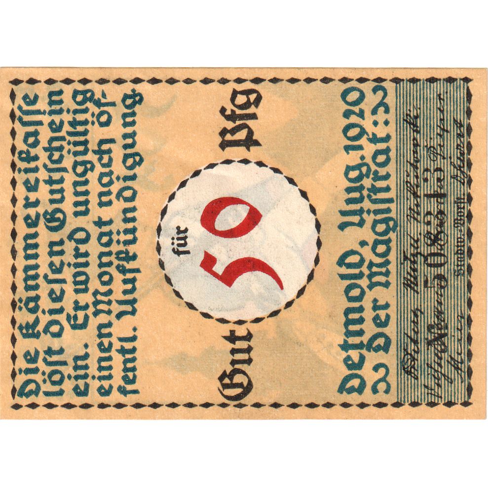 Deutschland, Detmold, 50 Pfennig, UNZ-