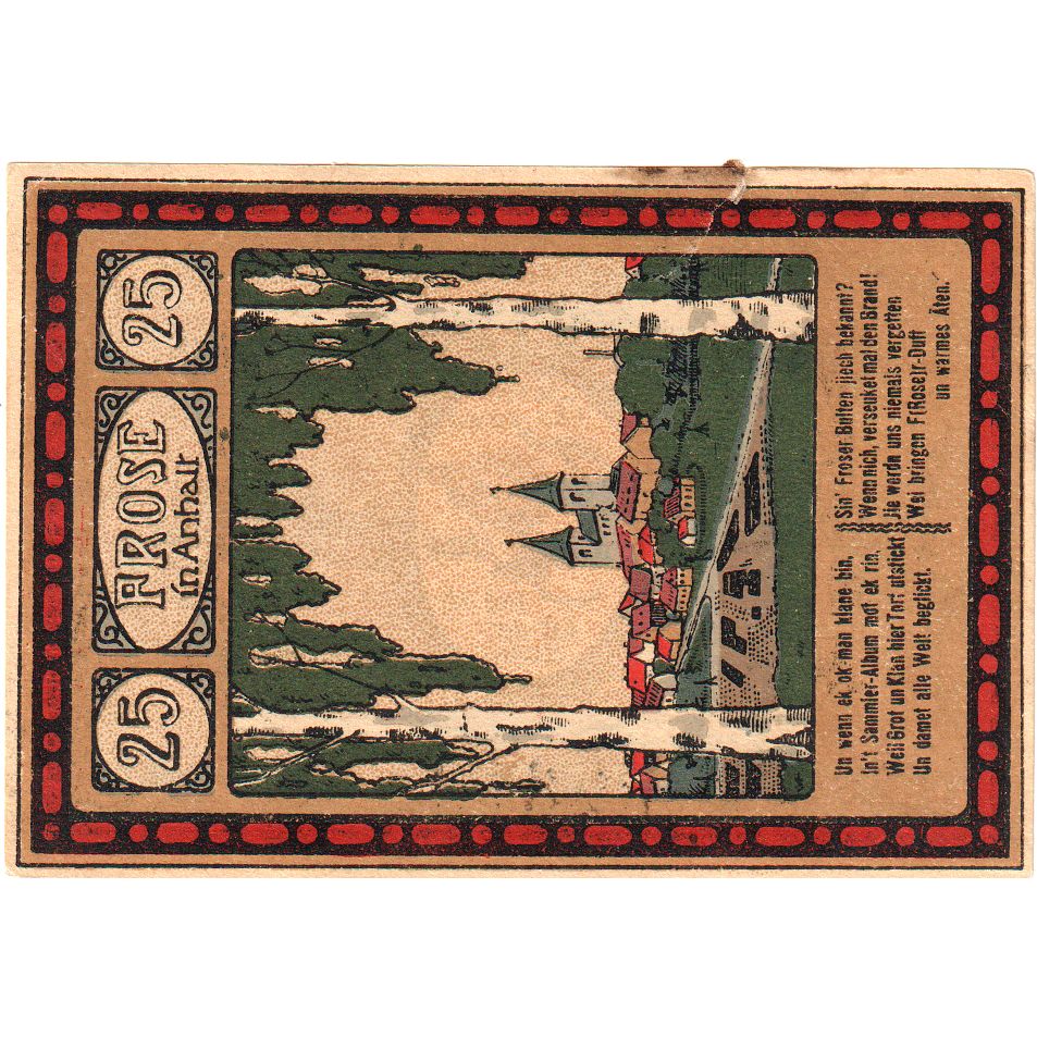 Allemagne, Frose in Anhalt, 25 Pfennig, 1921-03-15, TTB+