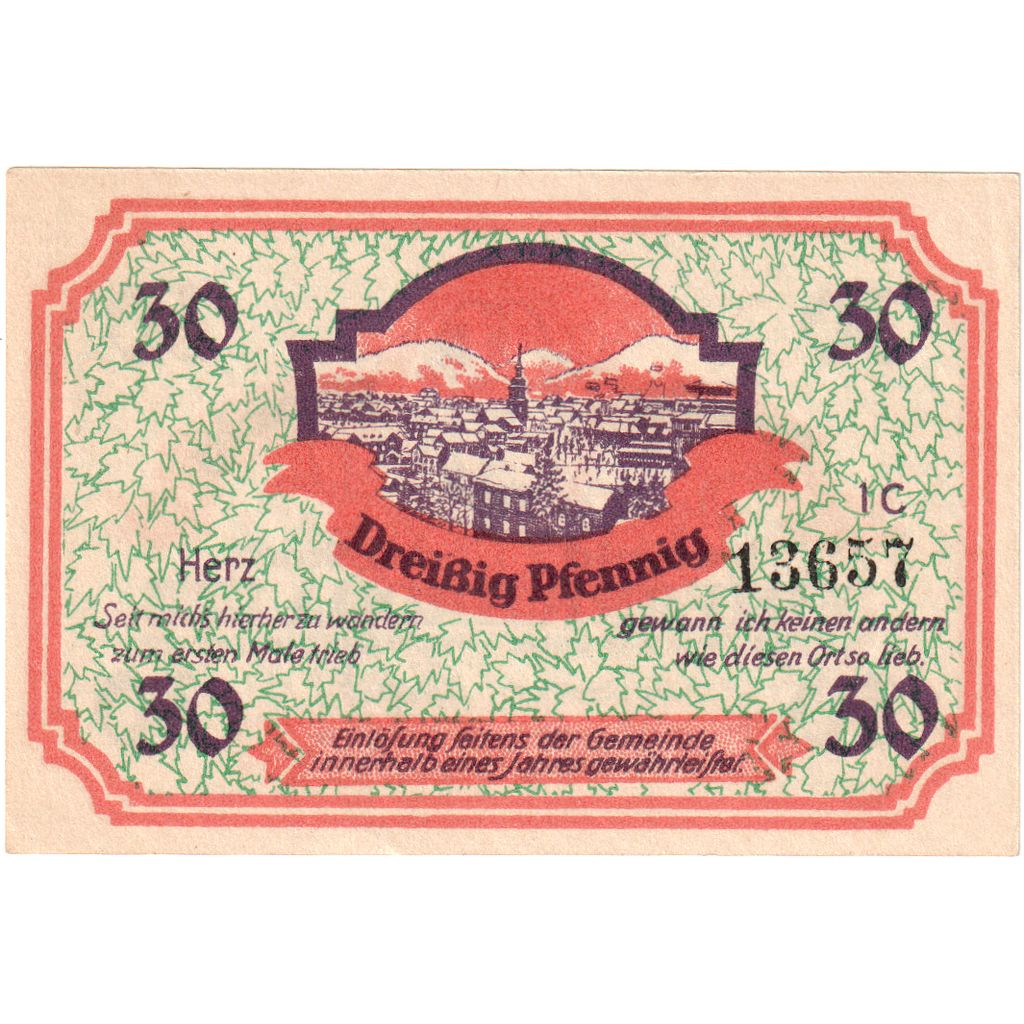Allemagne, Friedrichroda Stadt, 30 Pfennig, SPL