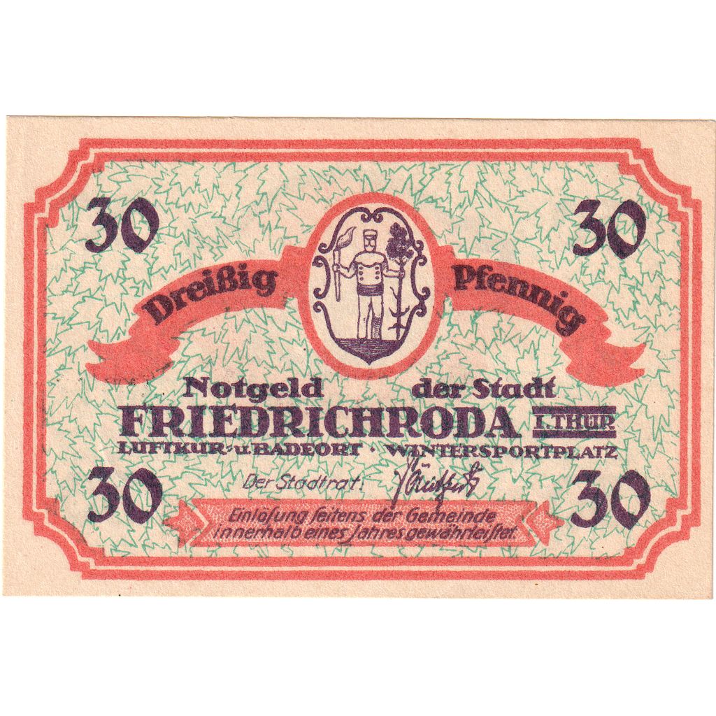 Allemagne, Friedrichroda Stadt, 30 Pfennig, SPL