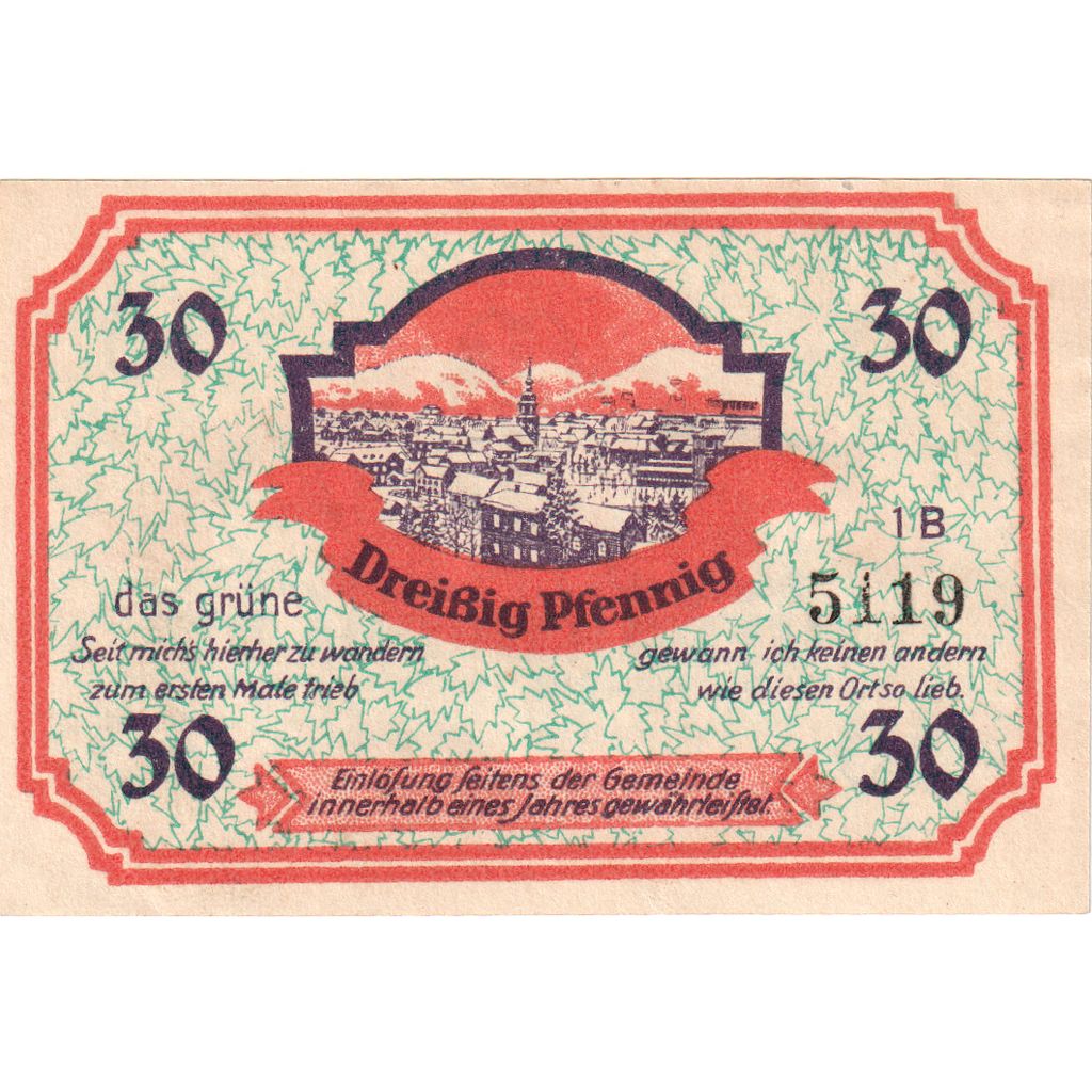 Allemagne, Friedrichroda Stadt, 30 Pfennig, SPL