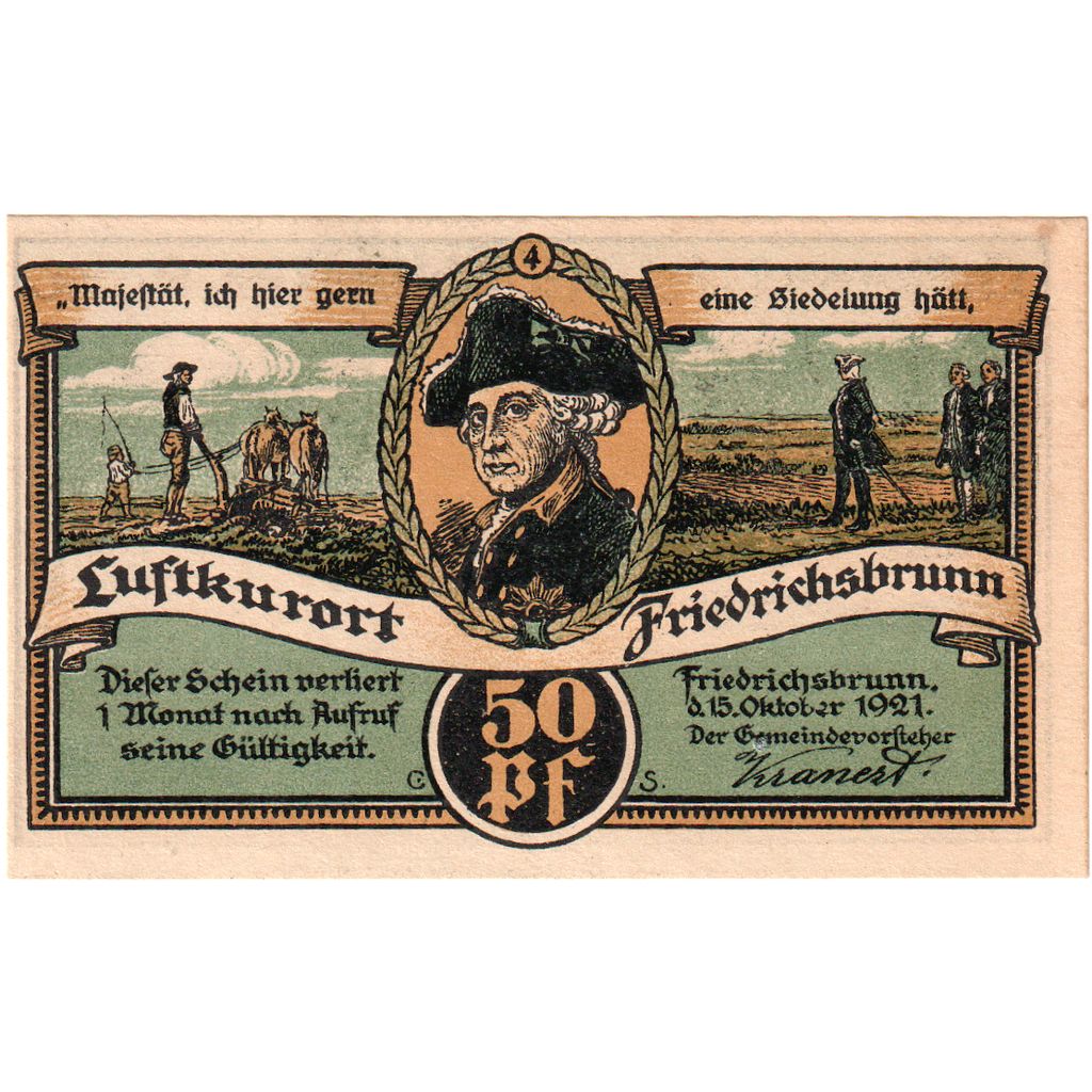 Allemagne, Friedrichsbrunn, 50 Pfennig, 1921-10-15, SPL
