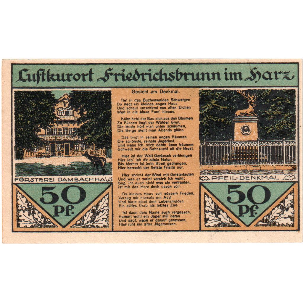 Allemagne, Friedrichsbrunn, 50 Pfennig, 1921-10-15, SPL