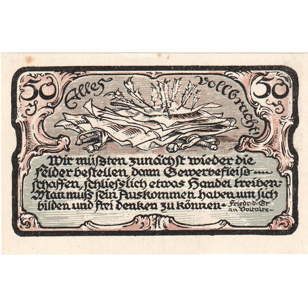 Allemagne, Friedrichsbrunn, 50 Pfennig, 1921-10-15, SPL