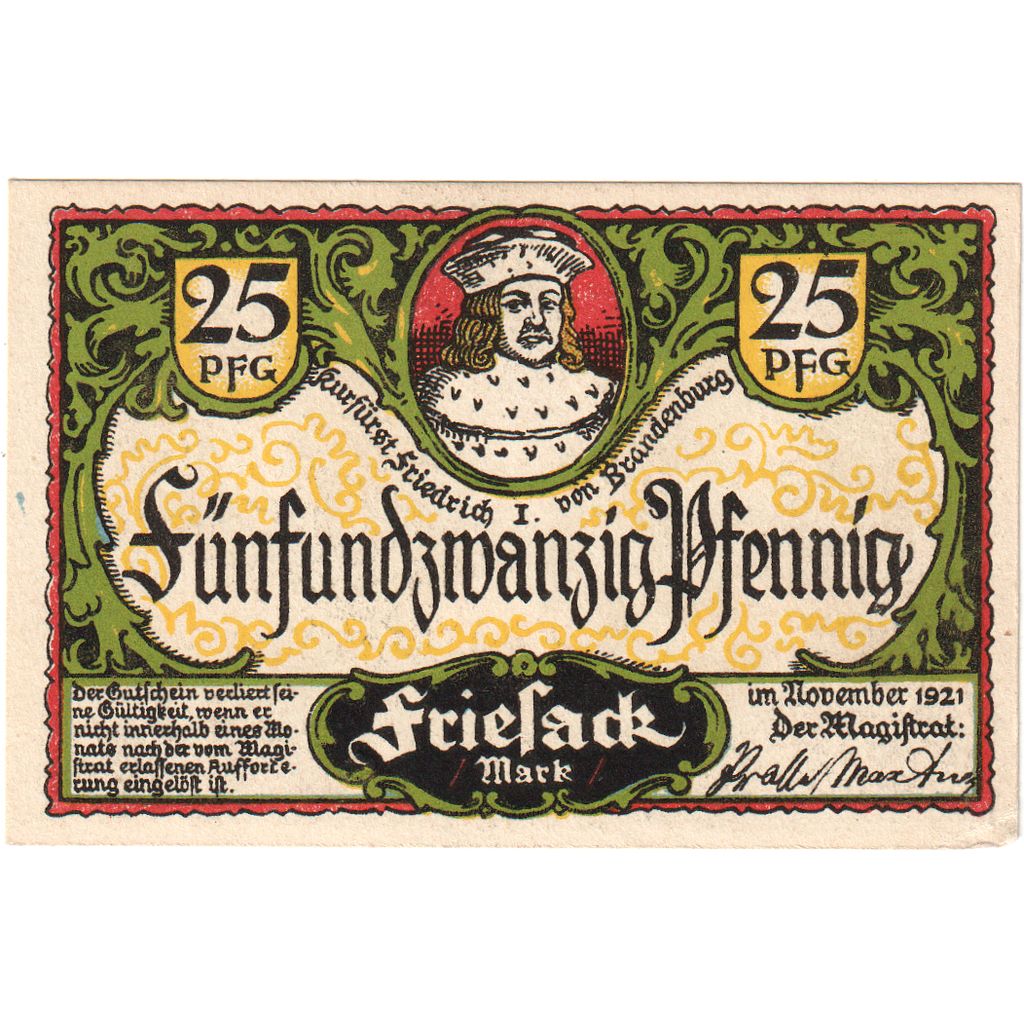 Allemagne, Friesack, 25 Pfennig, SPL