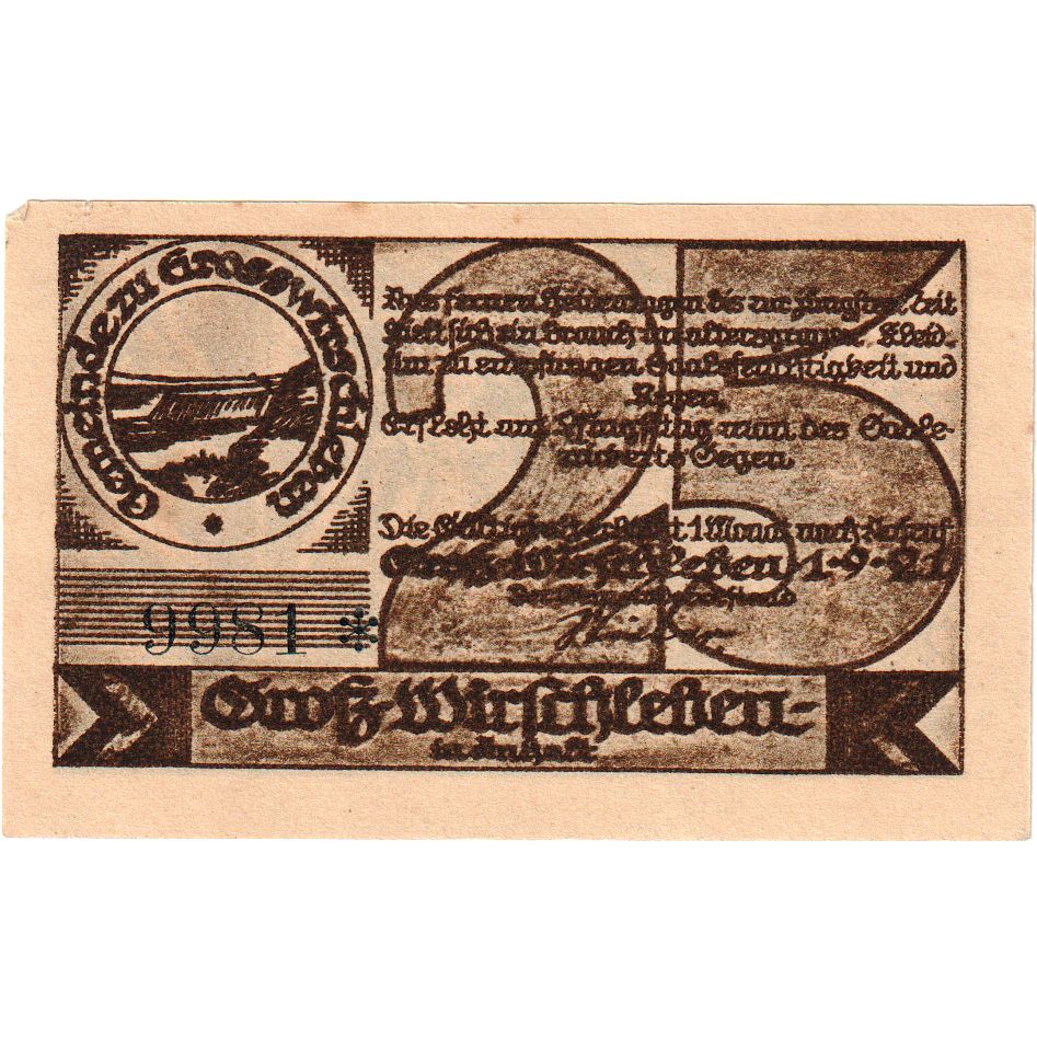 Allemagne, Gross-Wirschleben, 25 Pfennig, SPL