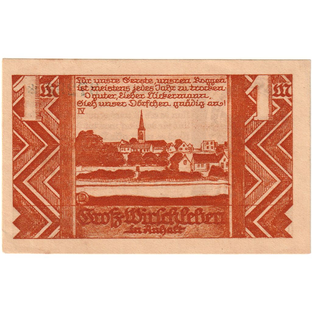 Allemagne, Gross-Wirschleben, 1 Mark, 1921-09-01, SPL
