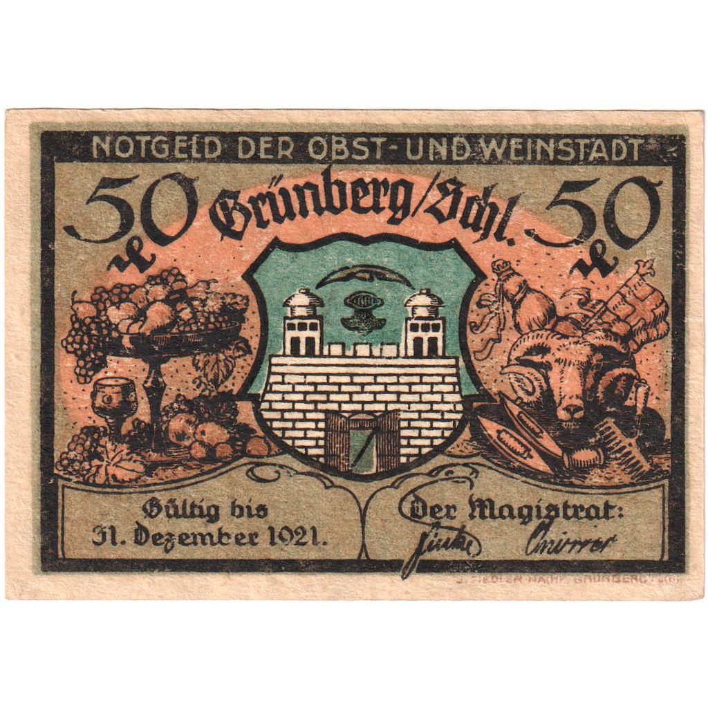 Allemagne, Grünberg, 50 Pfennig, 1921-12-31, SPL