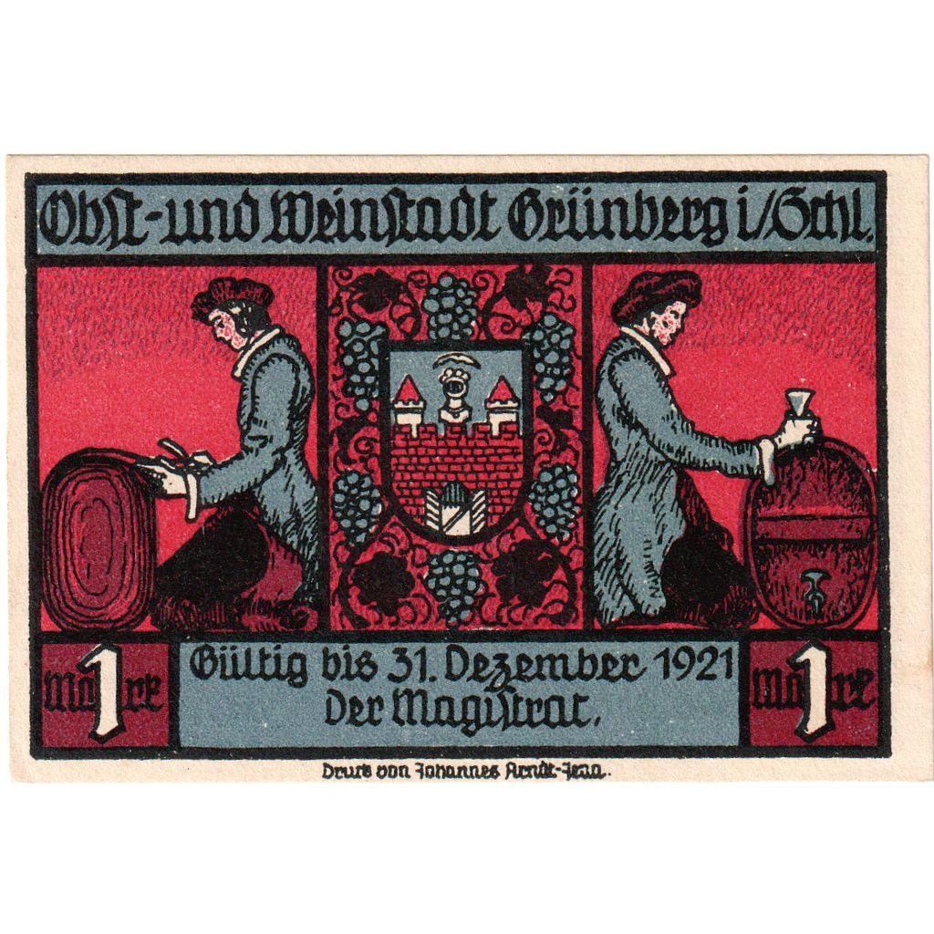 Allemagne, Grünberg, 1 Mark, 1921-12-31, SPL