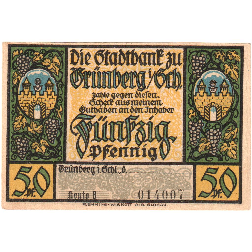 Allemagne, Grünberg, 50 Pfennig, SPL