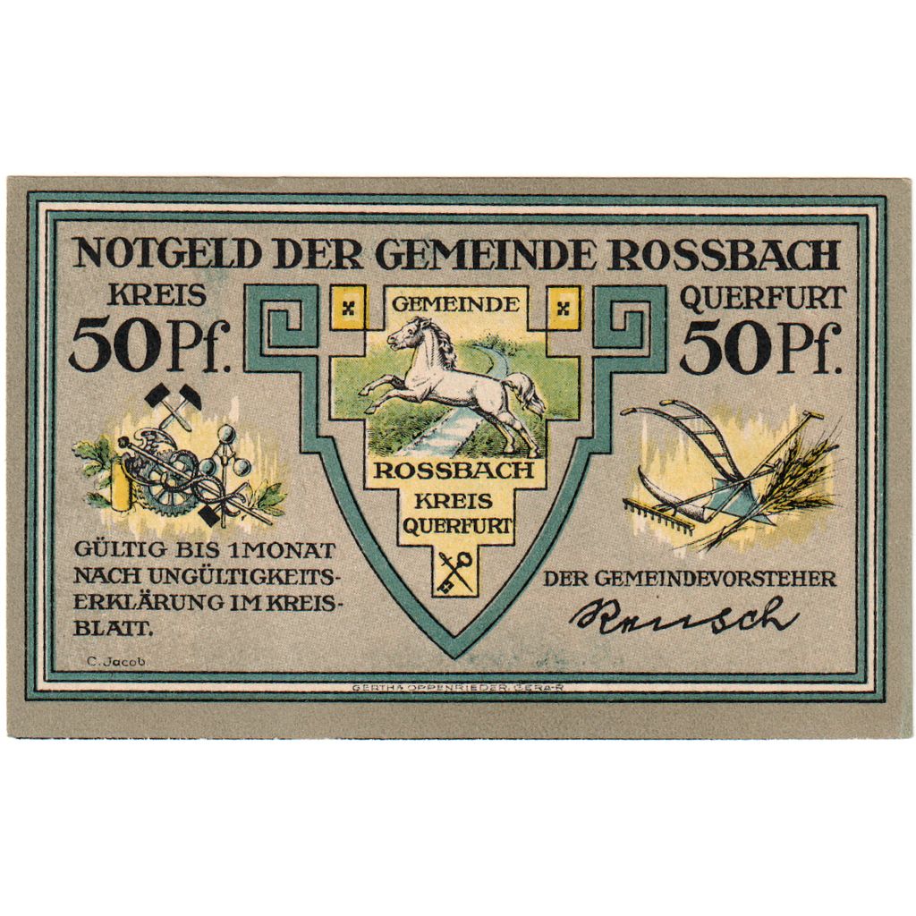 Alemanha, Rossbach, 50 Pfennig, UNC(63)