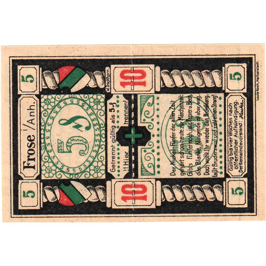 Deutschland, Frose in Anhalt, 10 Pfennig, UNZ-