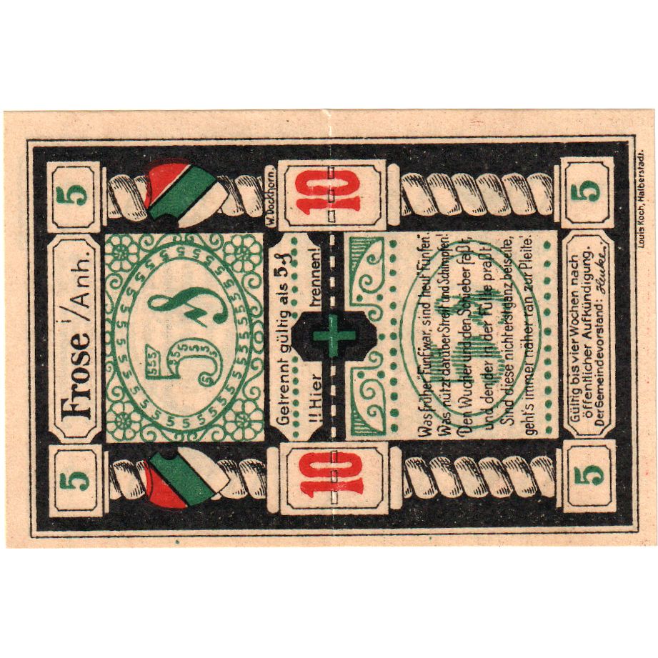 Deutschland, Frose in Anhalt, 10 Pfennig, UNZ-