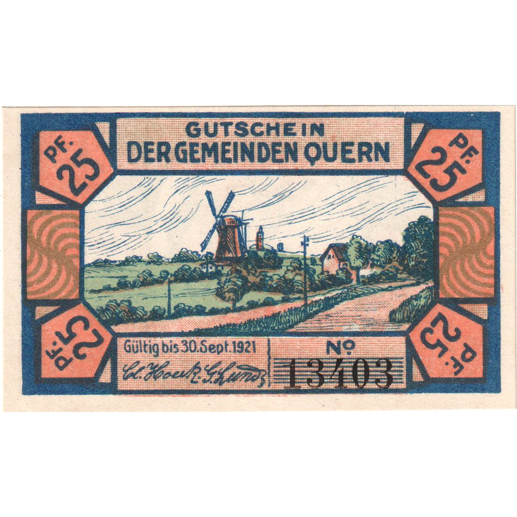 Alemania, Quern, 25 Pfennig, 1921-09-30, SC