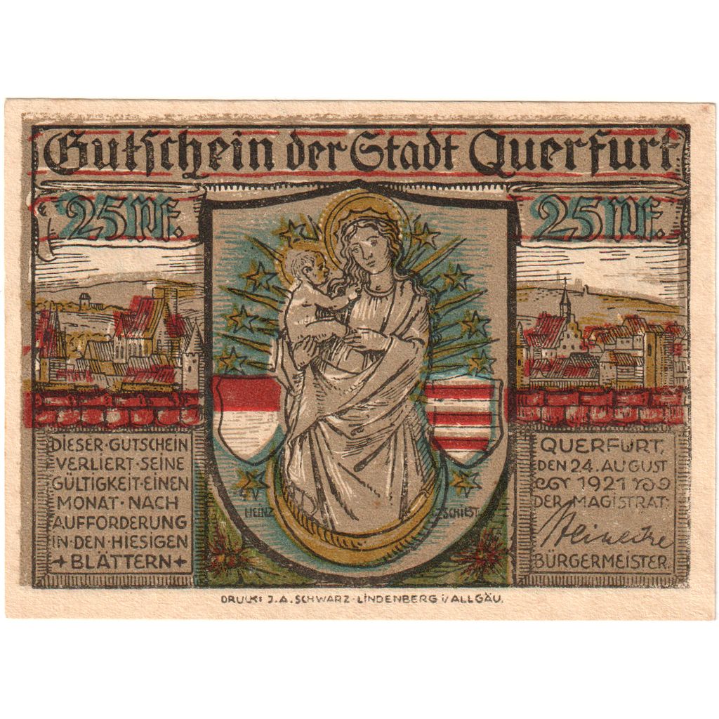 Allemagne, Querfurt, 25 Pfennig, 1921-08-24, SPL