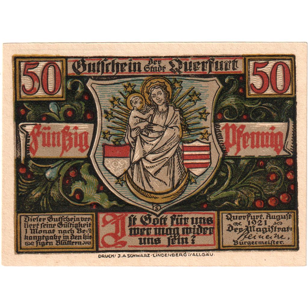 Allemagne, Querfurt, 50 Pfennig, 1921-08-24, SPL