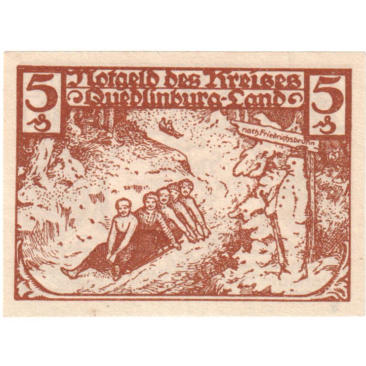 Alemanha, Quedlinburg, 5 Pfennig, UNC(63)