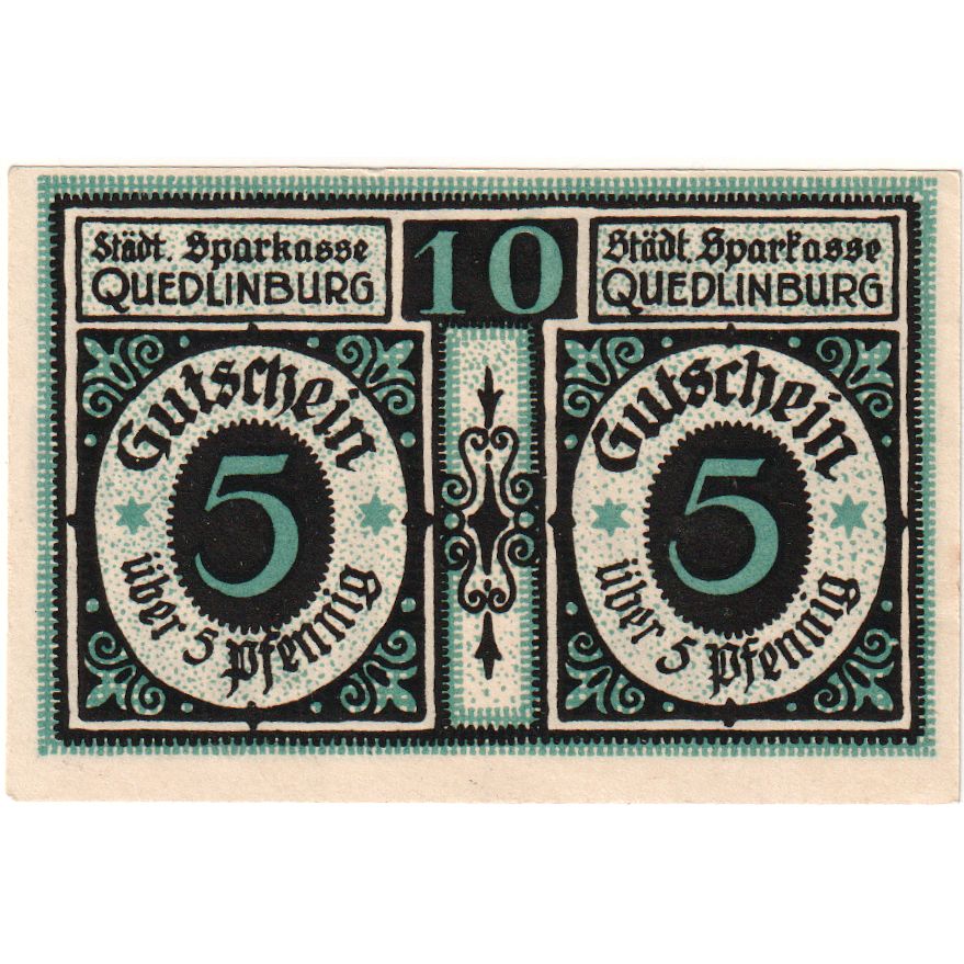 Alemanha, Quedlinburg, 10 Pfennig, UNC(63)
