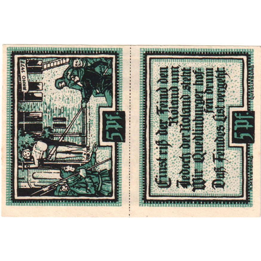 Alemanha, Quedlinburg, 10 Pfennig, UNC(63)