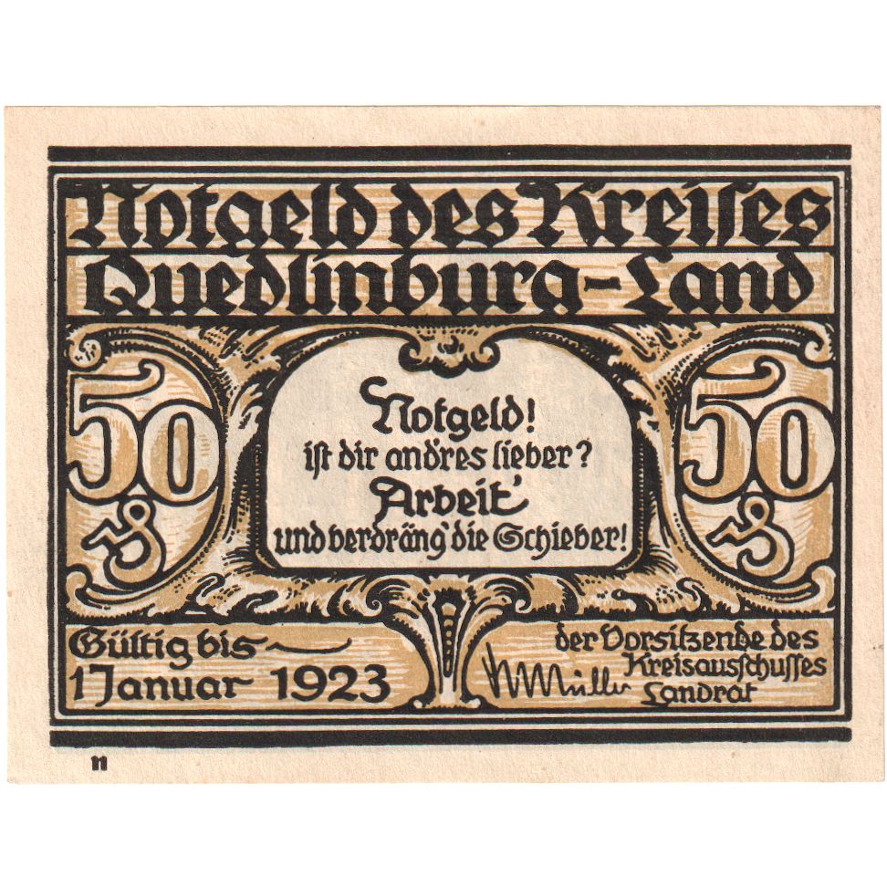 Alemanha, Quedlinburg, 50 Pfennig, UNC(63)