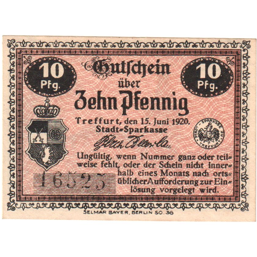 Deutschland, Treffurt, 10 Pfennig, 1920-06-15, UNZ-