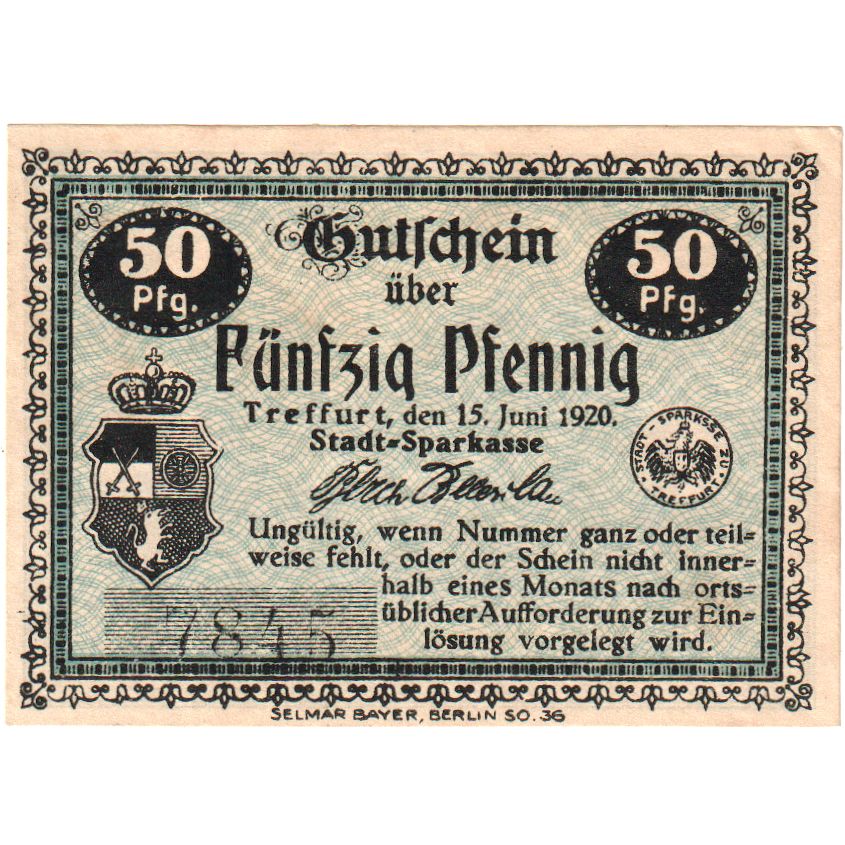 Deutschland, Treffurt, 50 Pfennig, 1920-06-15, UNZ-