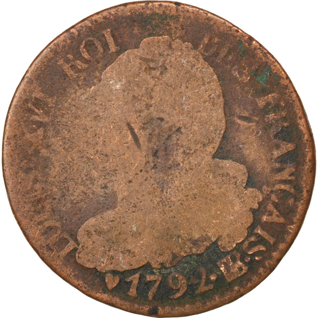 Coin, France, 6 deniers français, 6 Deniers, 1792, Strasbourg, VG(8-10)