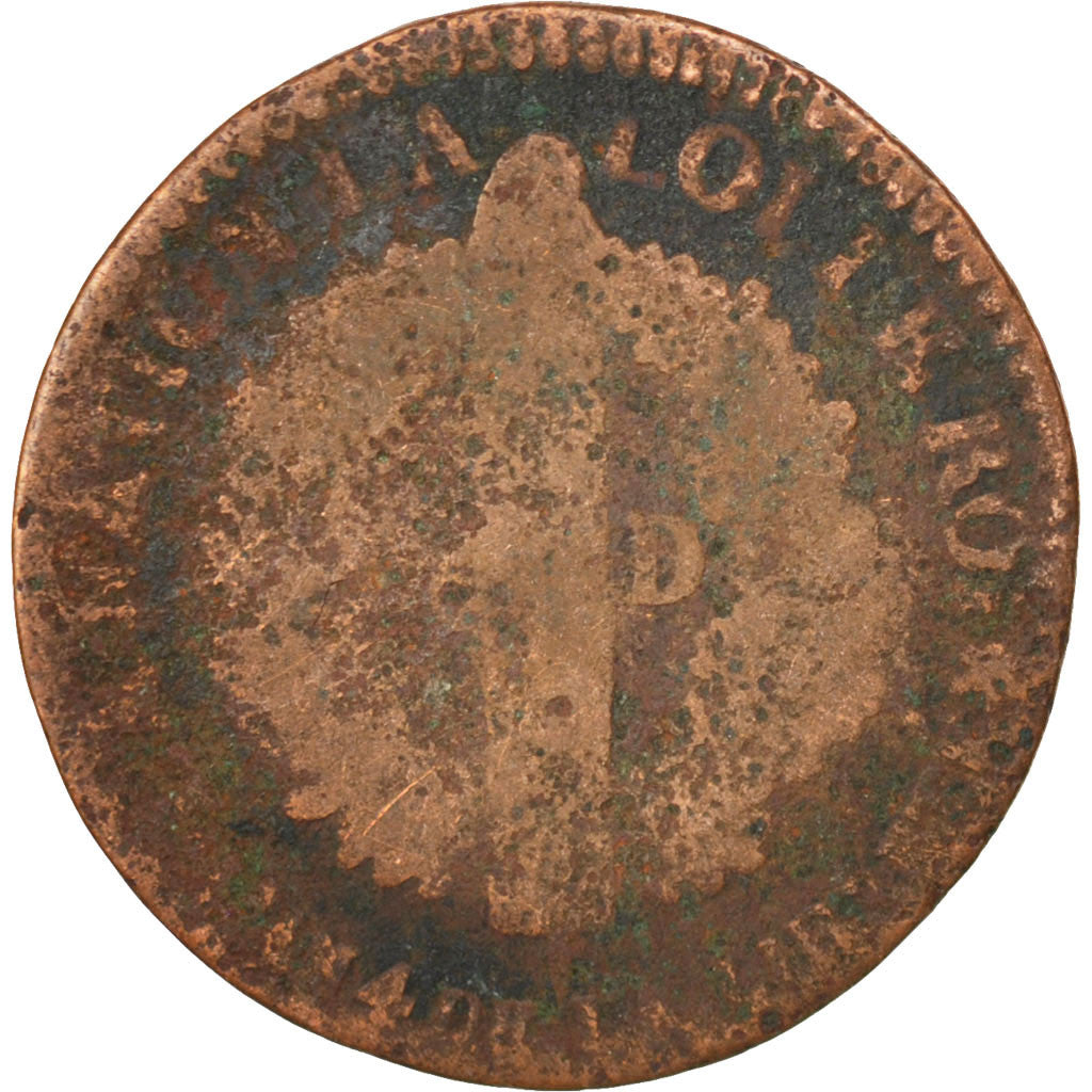 Coin, France, 6 deniers français, 6 Deniers, 1792, Strasbourg, VG(8-10)