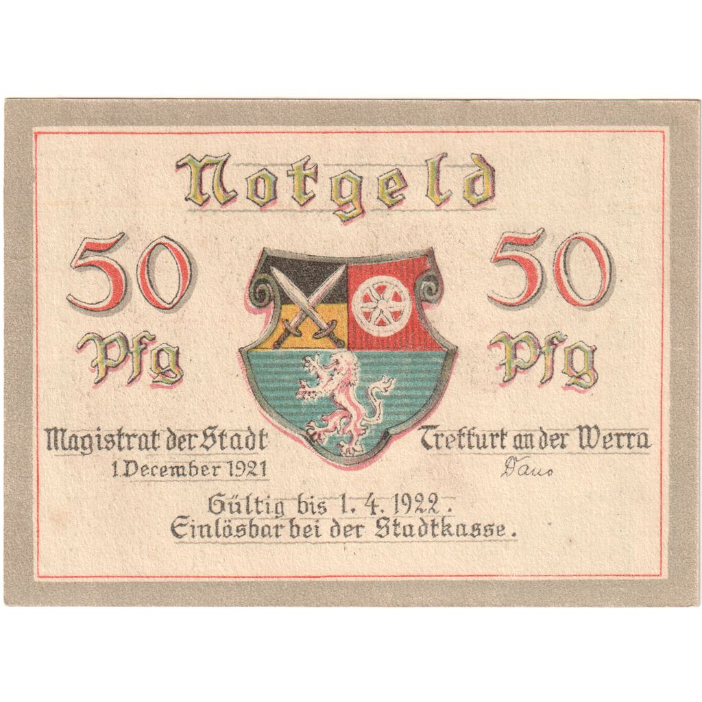 Allemagne, Treffurt, 50 Pfennig, 1922-04-01, SPL
