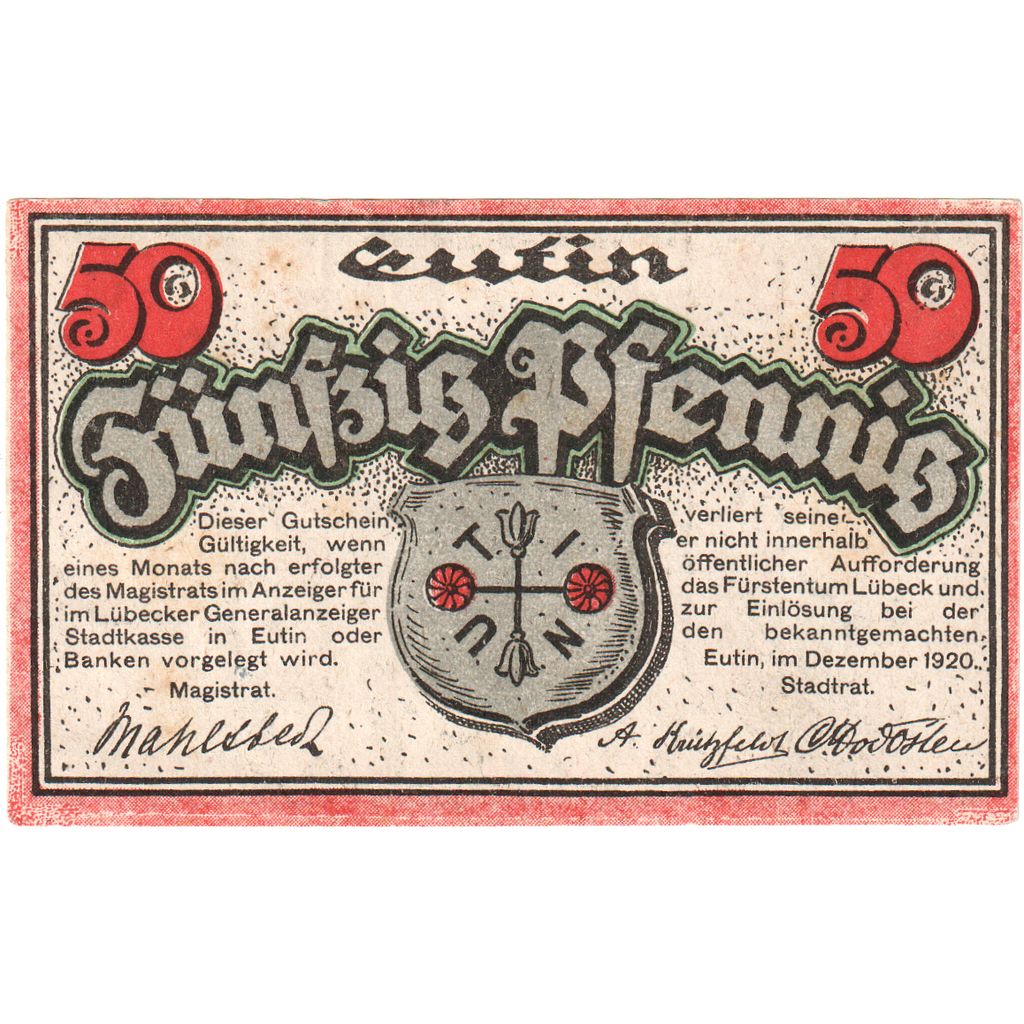 Germany, Eutin, 50 Pfennig, UNC(63)