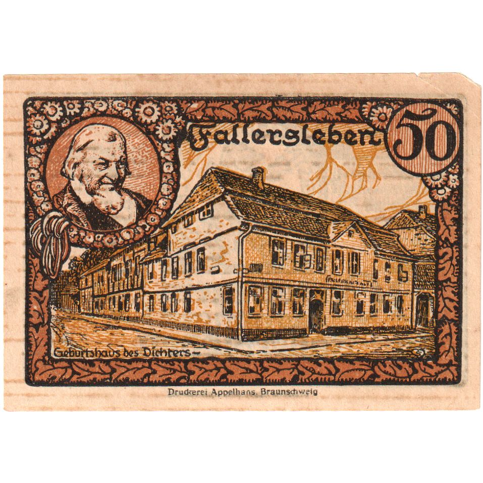 Deutschland, Fallersleben, 50 Pfennig, 1921-10-01, VZ