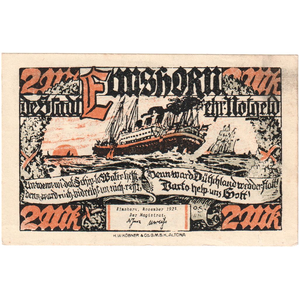 Germany, Elmshorn, 2 Mark, UNC(63)