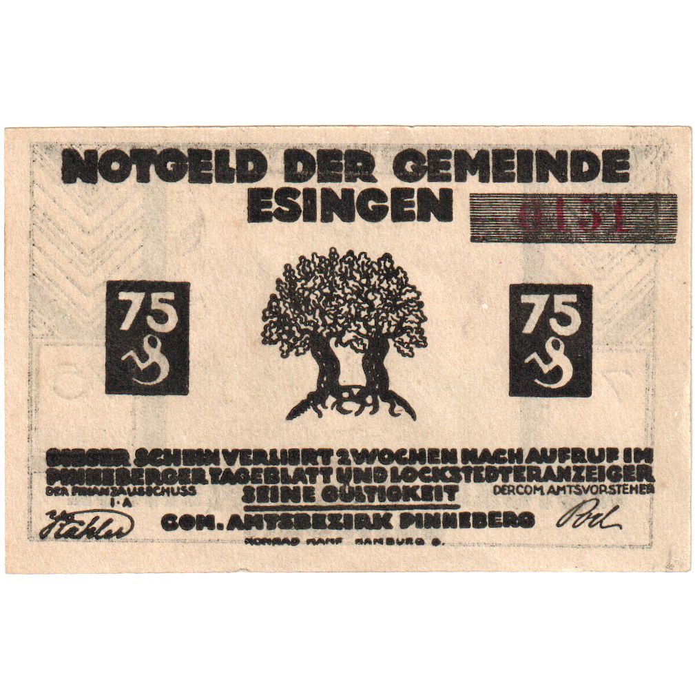 Germany, Esingen, 75 Pfennig, UNC(63)