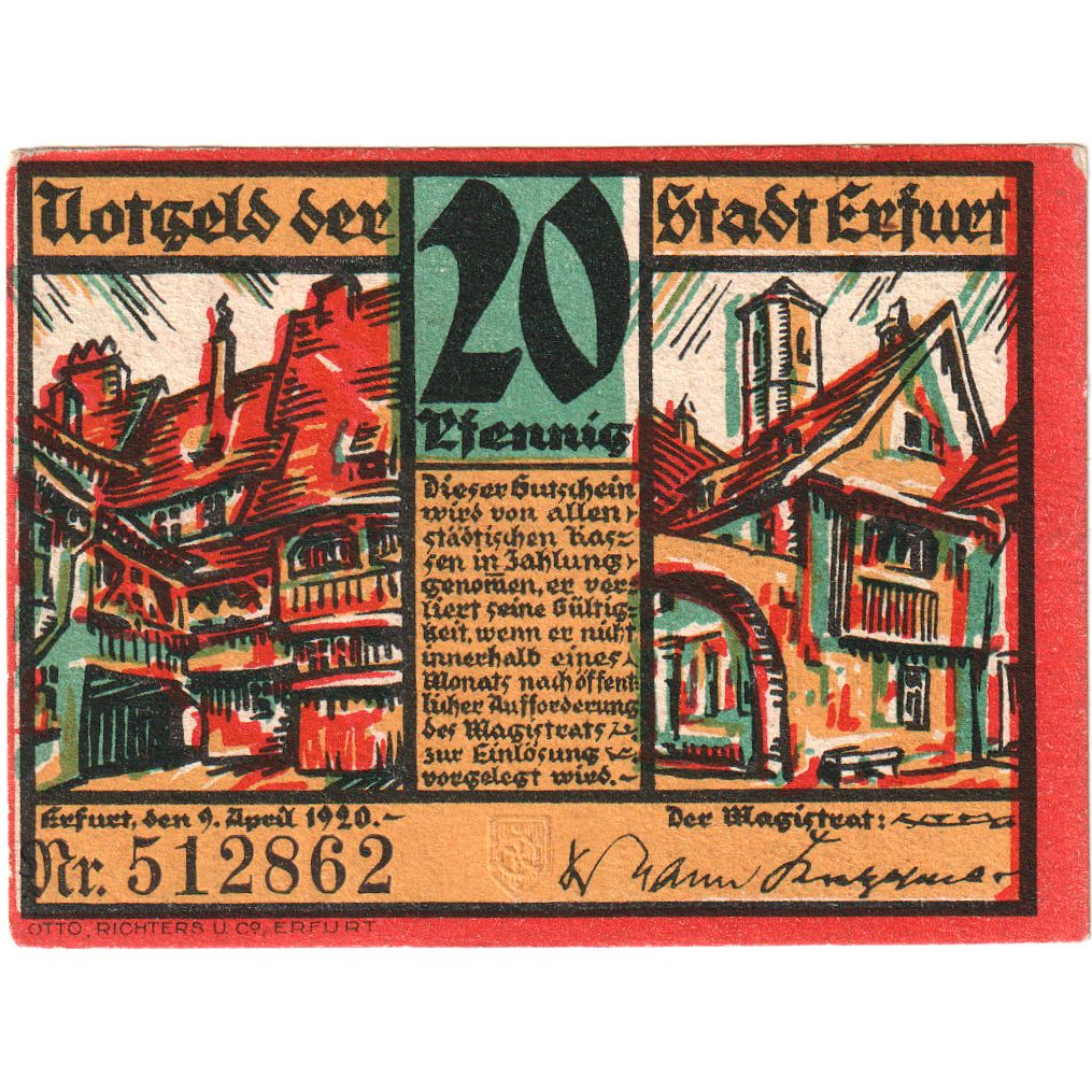 Germany, Erfurt, 20 Pfennig, 1920-04-09, UNC(63)