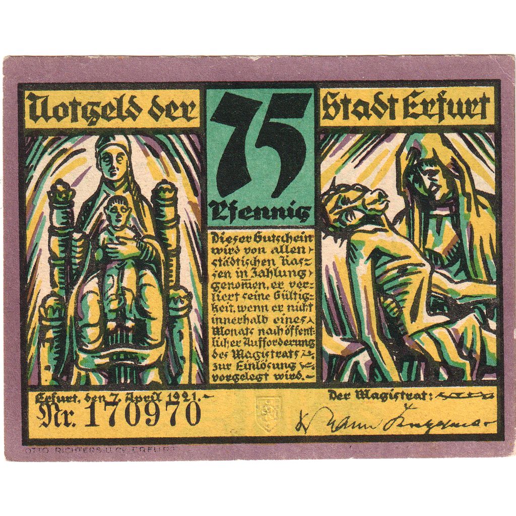 Germany, Erfurt, 75 Pfennig, 1920-04-09, AU(55-58)