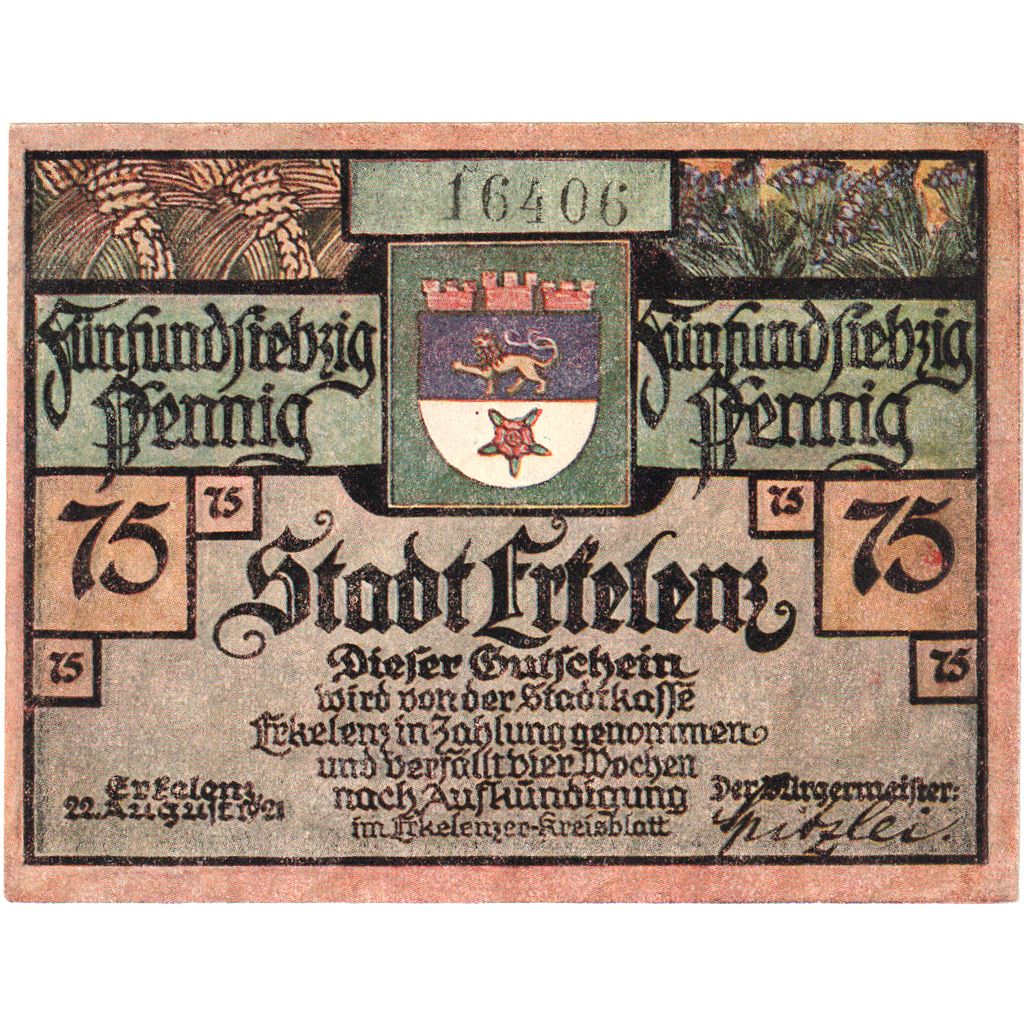 Deutschland, Erkelenz, 75 Pfennig, UNZ-