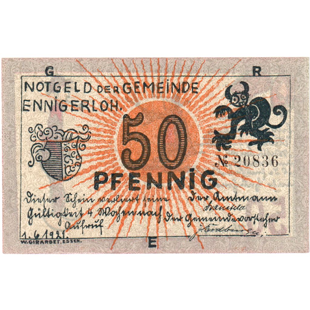 Deutschland, Ennigerloh, 50 Pfennig, 1921-06-01, UNZ-