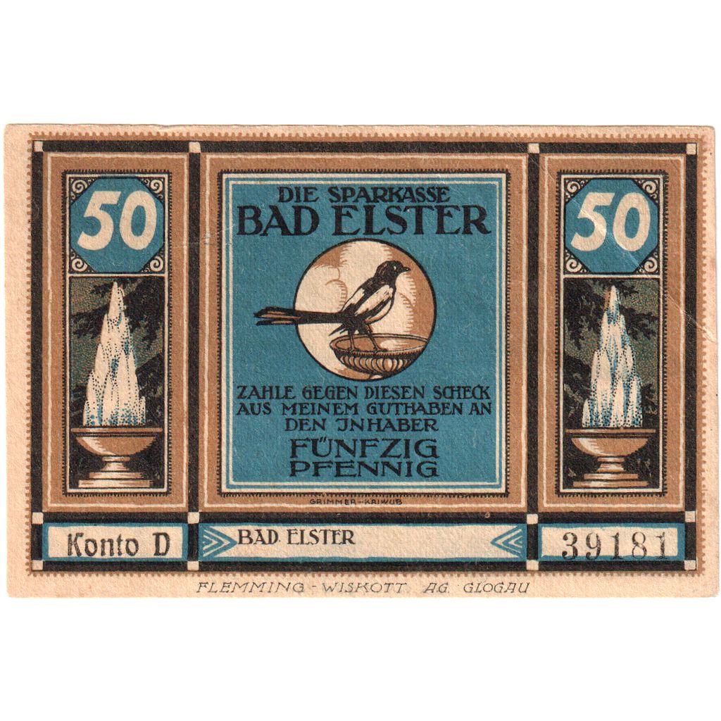 Germany, Bad Elster, 50 Pfennig, UNC(63)