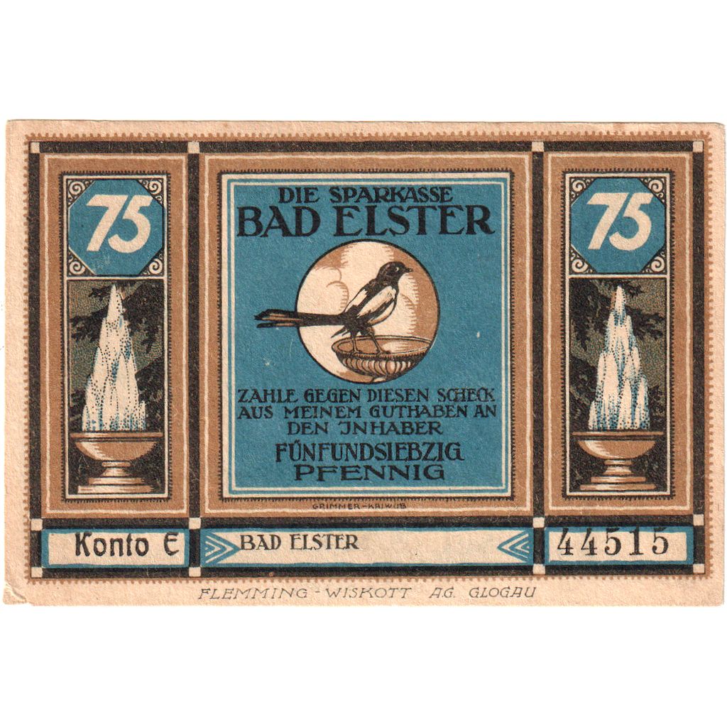 Germany, Bad Elster, 75 Pfennig, AU(55-58)