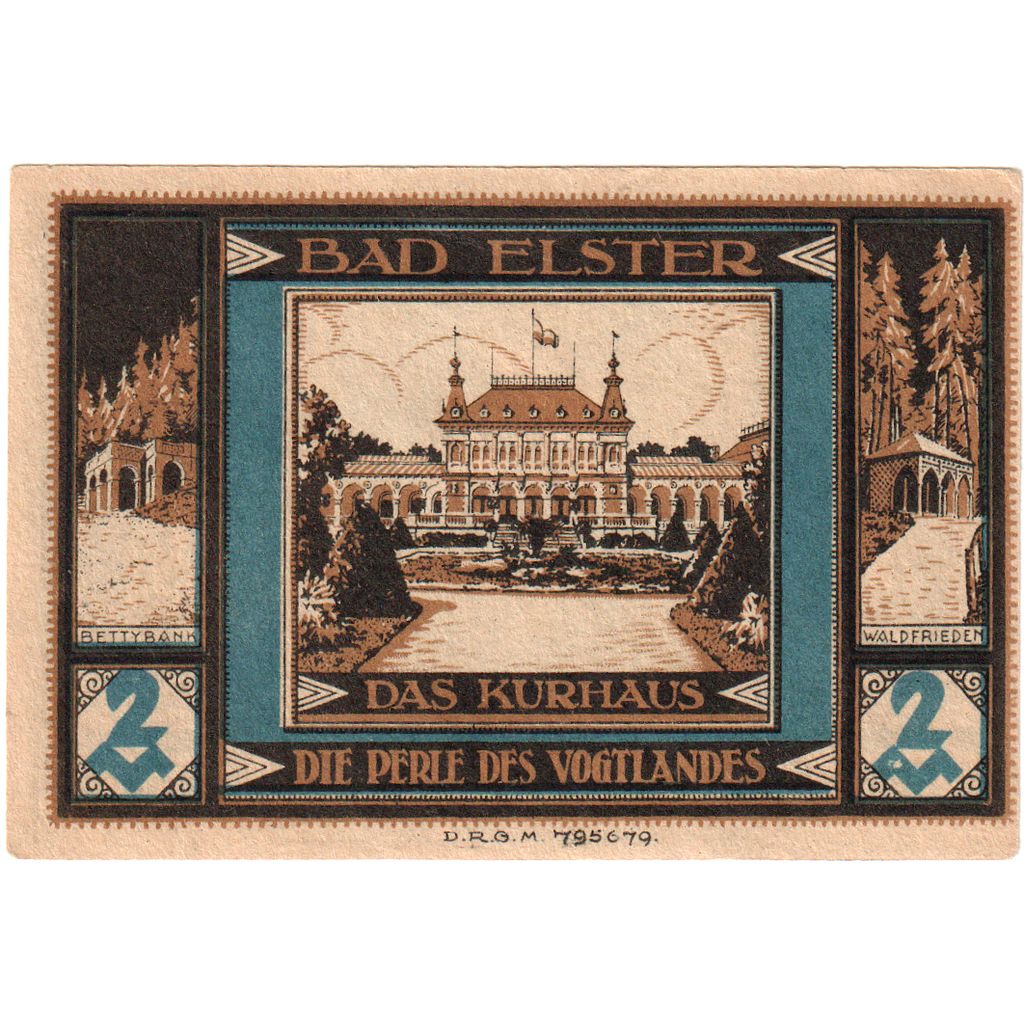 Germany, Bad Elster, 2 Mark, UNC(63)