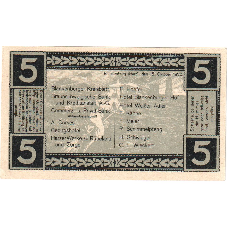 Germany, Blankenburg, 5 Pfennig, 1920-10-15, UNC(63)