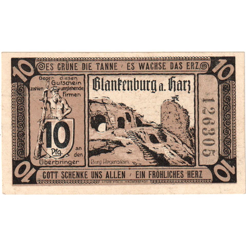 Alemanha, Blankenburg, 10 Pfennig, 1920-10-15, UNC(63)