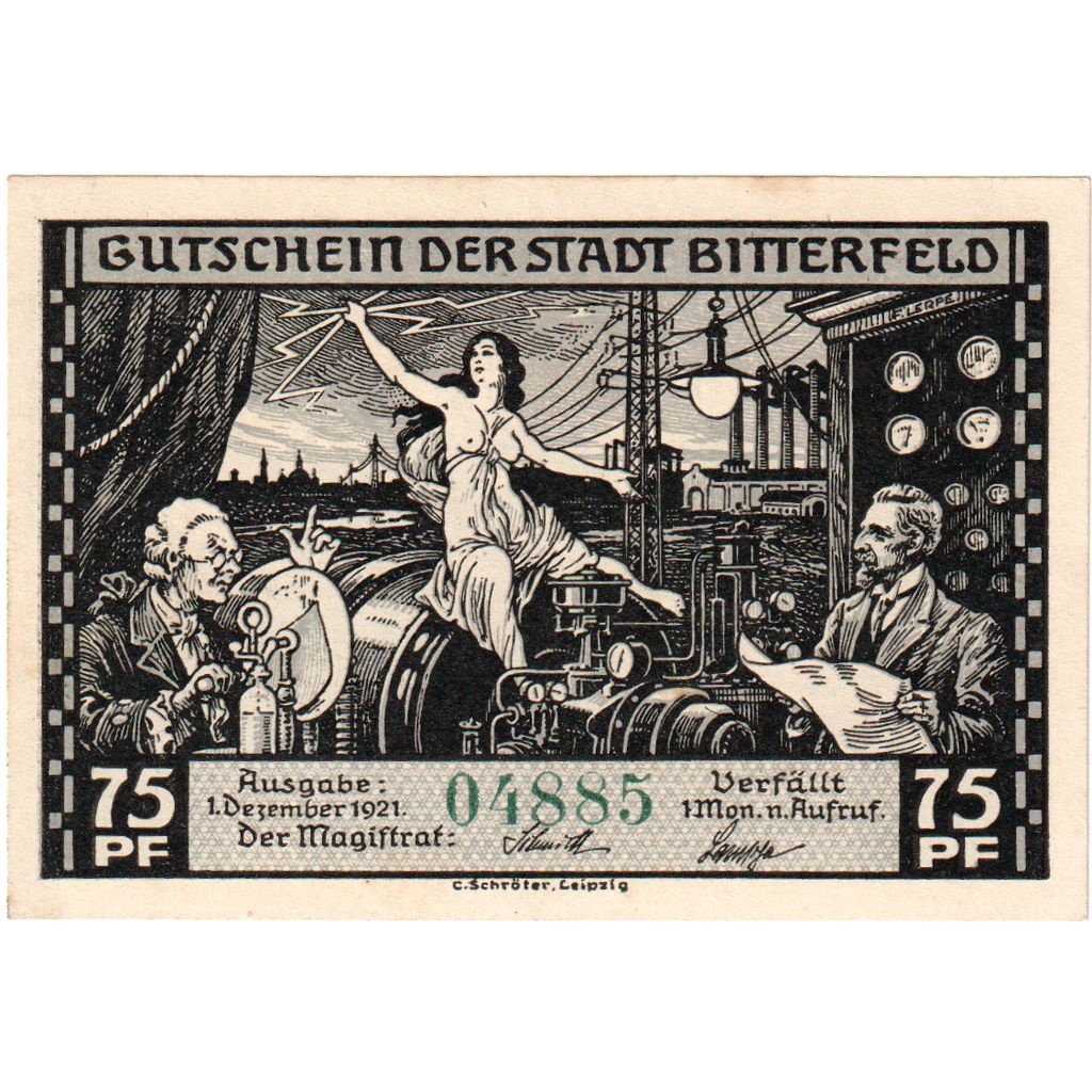 Alemanha, Bitterfeld, 75 Pfennig, 1921-12-01, UNC(63)