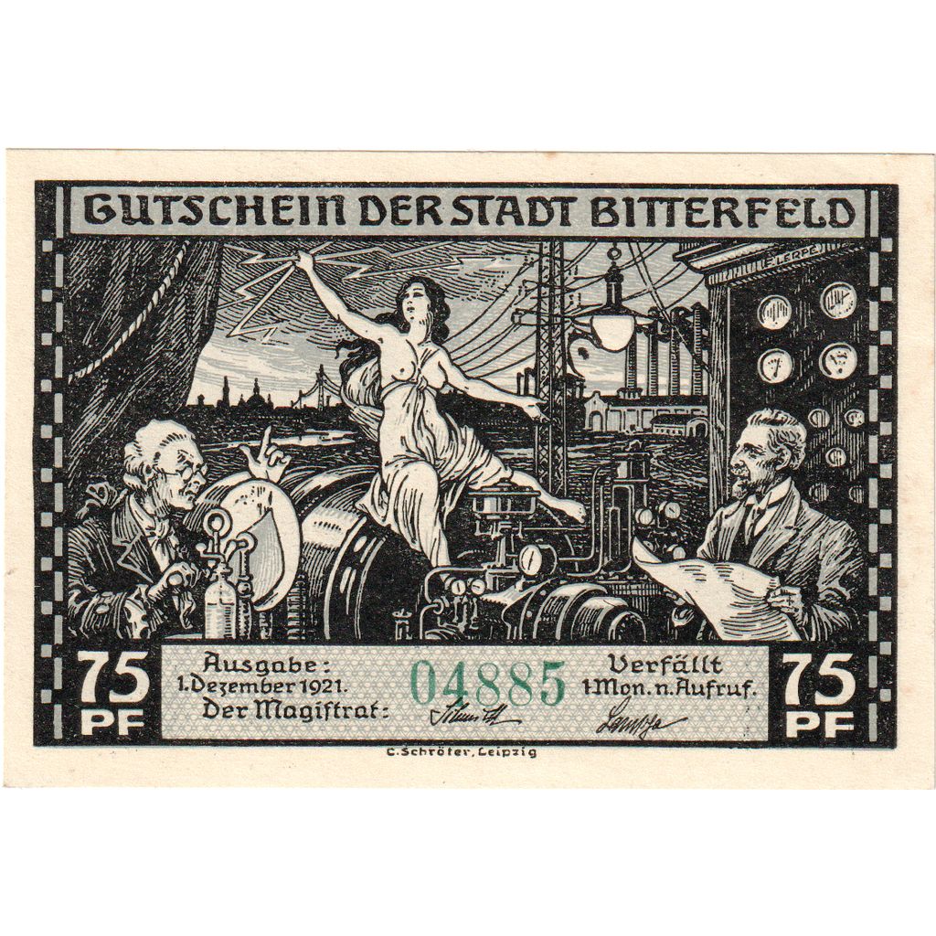 Alemanha, Bitterfeld, 75 Pfennig, 1921-12-01, UNC(63)