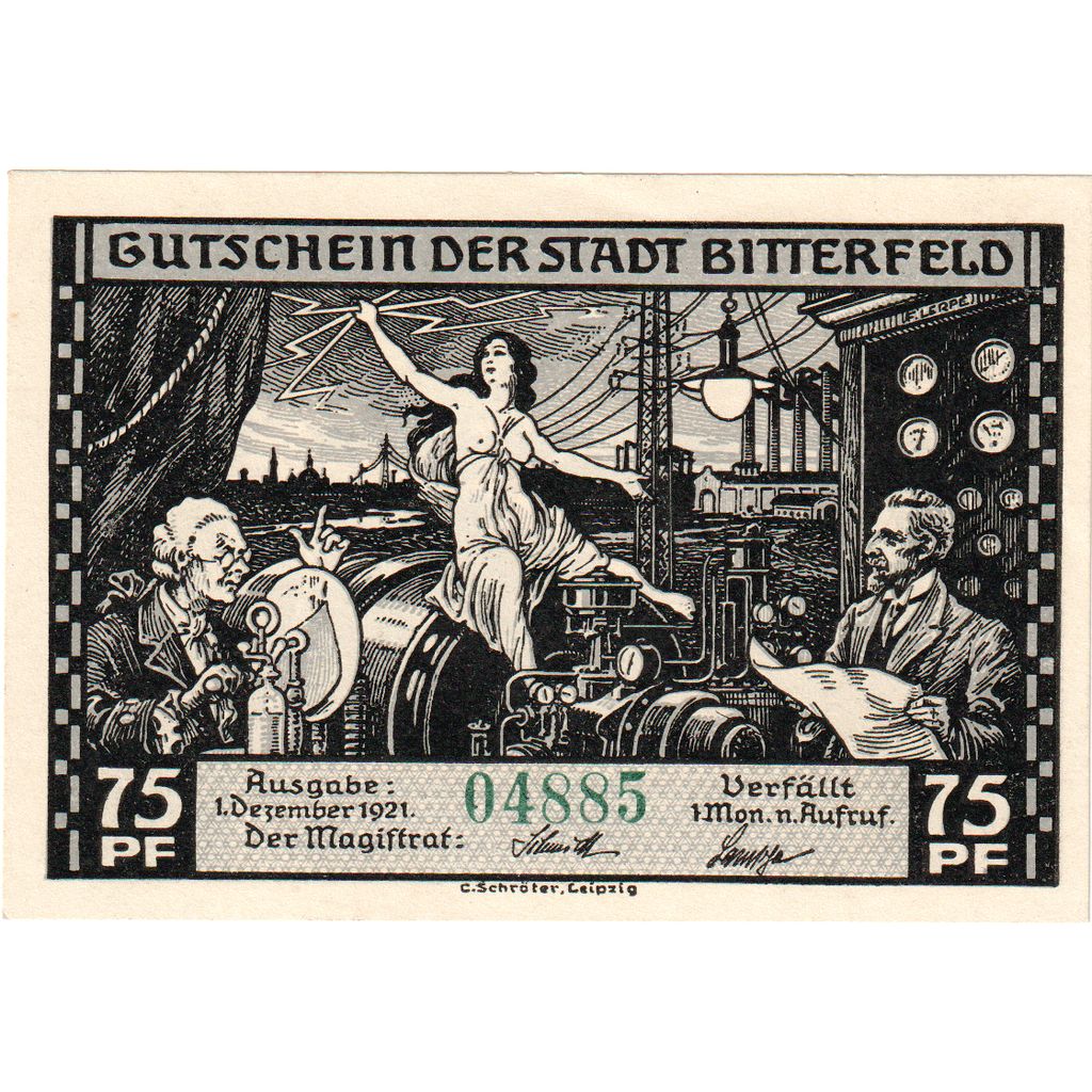 Deutschland, Bitterfeld, 75 Pfennig, 1921-12-01, UNZ-